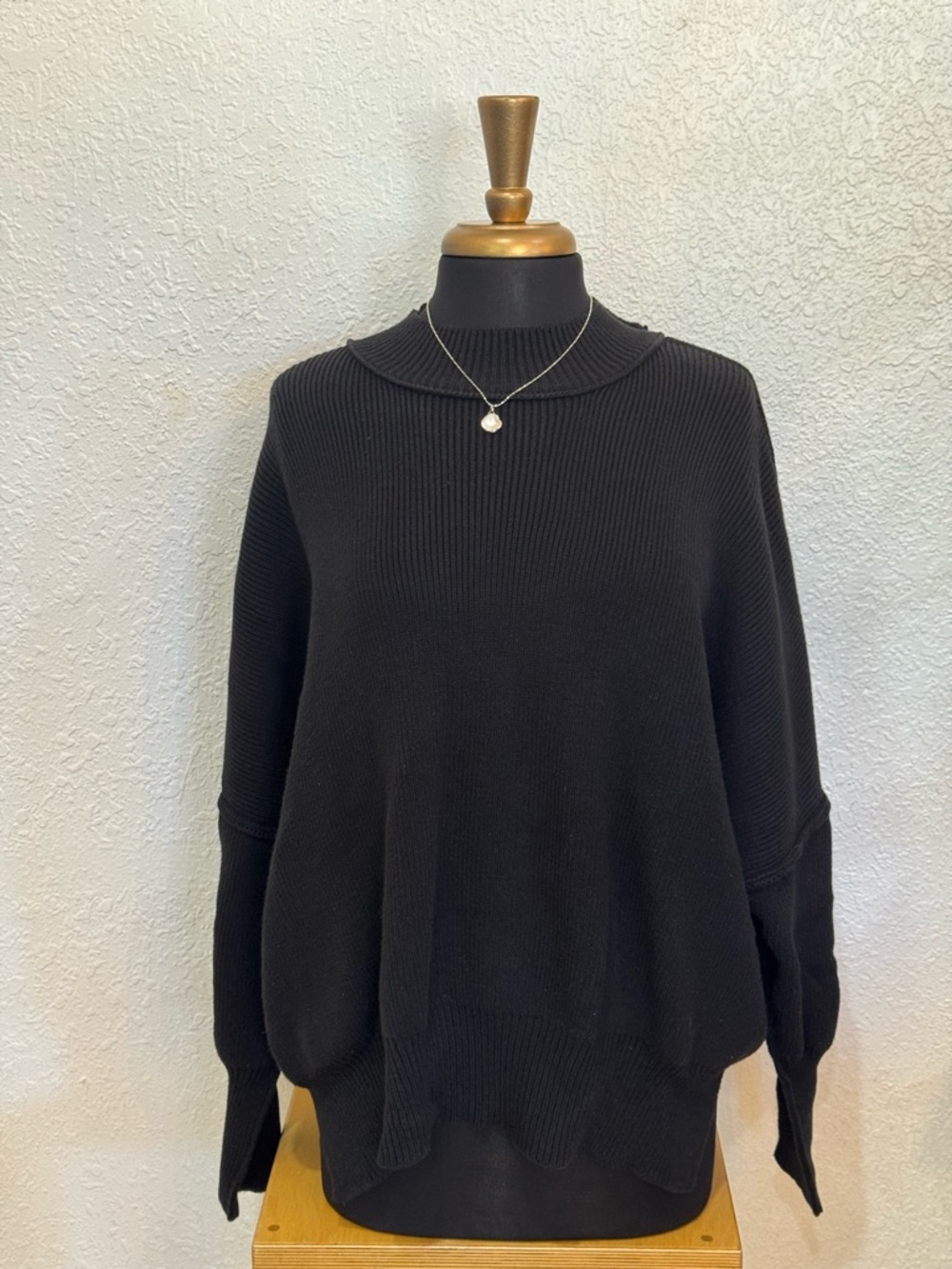 Zenana Outfitters Black Ribbed Mock Neck Sweater